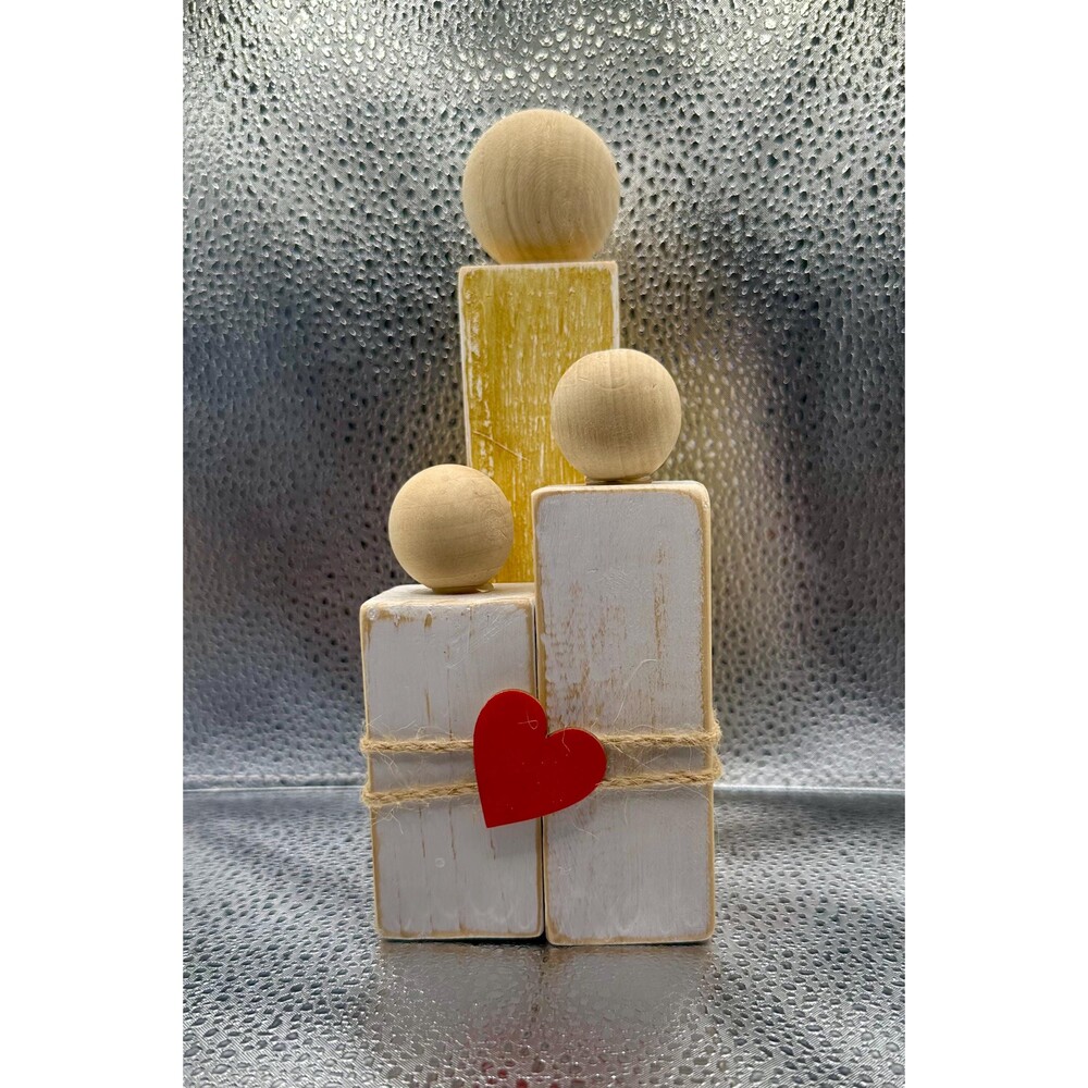 Parent & 2 Children (Family) made from Wooden Blocks